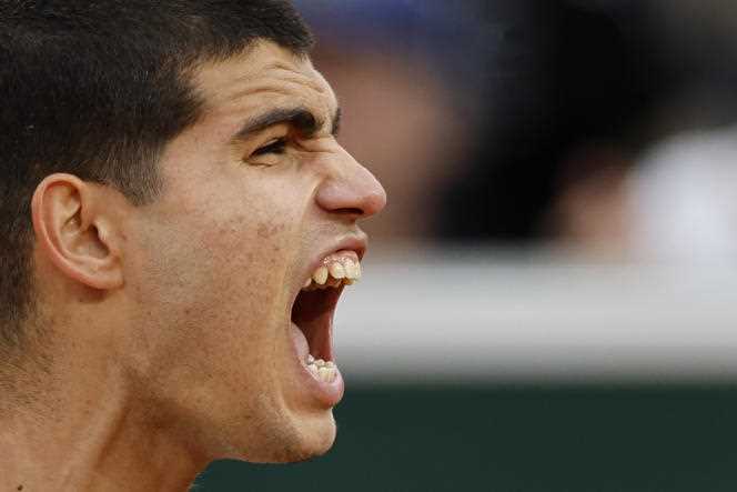 Carlos Alcaraz, Wednesday May 25, on the Cour Suzanne-Lenglen.