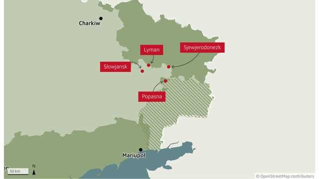 Karte Donbass. 