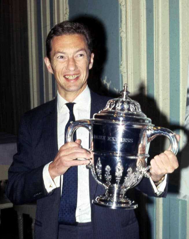 Lester Piggott with the British Sportsman of the Year trophy in 1968.