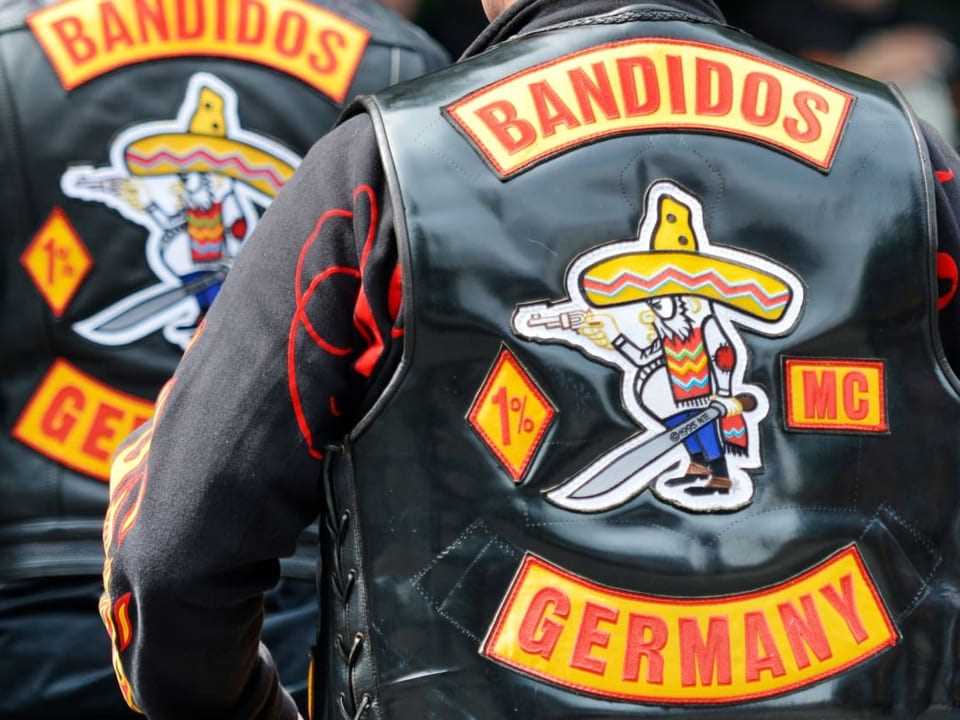 Members of the Bandidos with corresponding leather gilets.