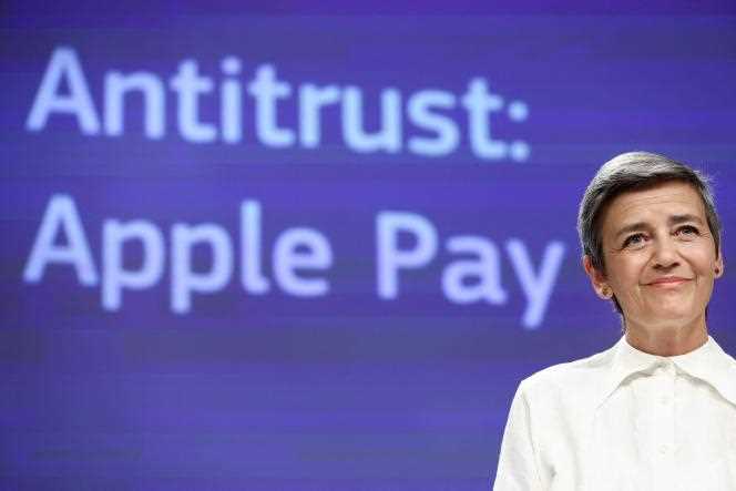 Press conference by the European Commissioner for Competition, Margrethe Vestager, on the practices reproached by Brussels to Apple concerning its online payment solution Apple Pay.  In Brussels, May 2, 2022.