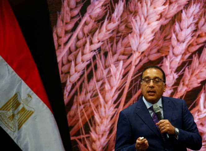 Egyptian Prime Minister Moustafa Kemal Madbouli during a press conference at the headquarters of the Investment Authority in Cairo, Egypt, May 15, 2022.