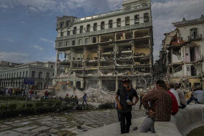The partially destroyed Hotel Saratoga after an explosion, probably due to a gas leak, on May 6, 2022, in Havana (Cuba).