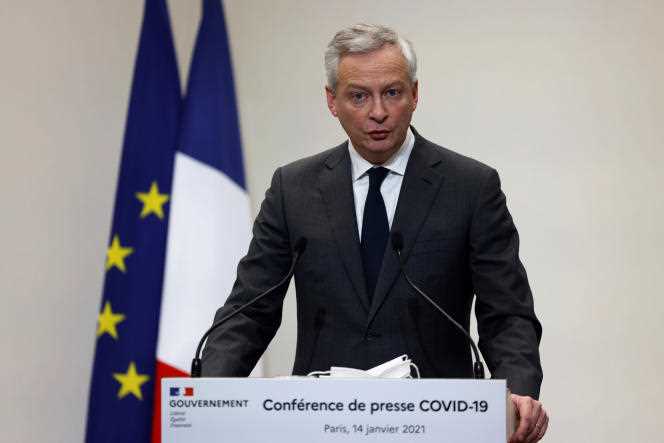The French Minister of the Economy, Bruno Le Maire, during a press conference, in January 2021, in Paris.
