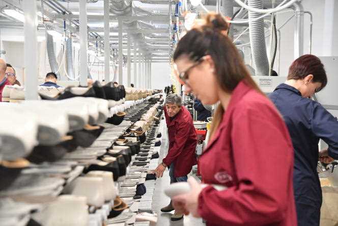 Workers at work at the Tod's factory in Arquata del Tronto, Italy, December 20, 2017.