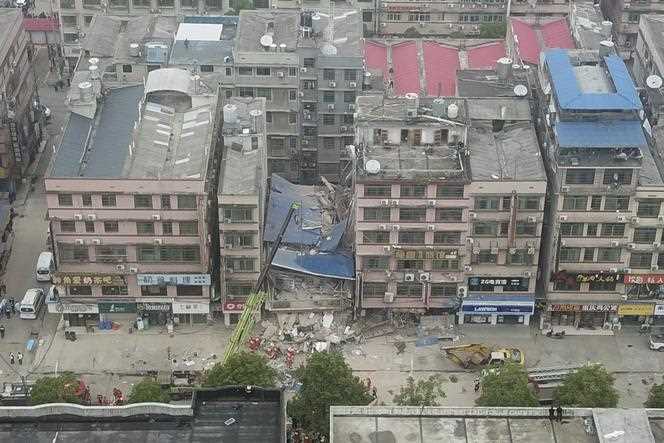 A view of the apartment building that collapsed on April 29, 2022, in Changsha, a city in central China's Hunan Province.