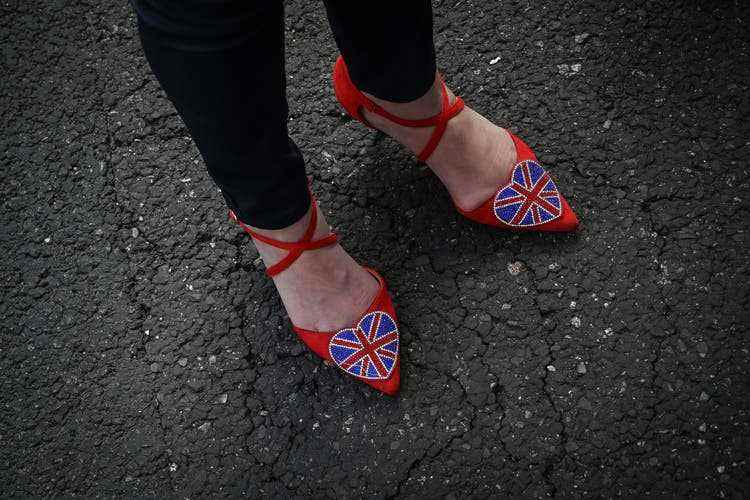 The Union Jack is also a must on Maria Elenilda Marcal's high heels.
