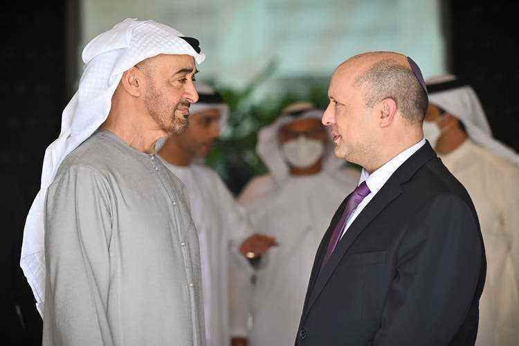 A short breather from domestic political wrangling: Bennett is received in Abu Dhabi by Mohammed bin Zayed, ruler of the Emirates.