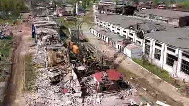 Luftaufnahme der Azot-Chemiefabrik in Sjewjerodonezk.