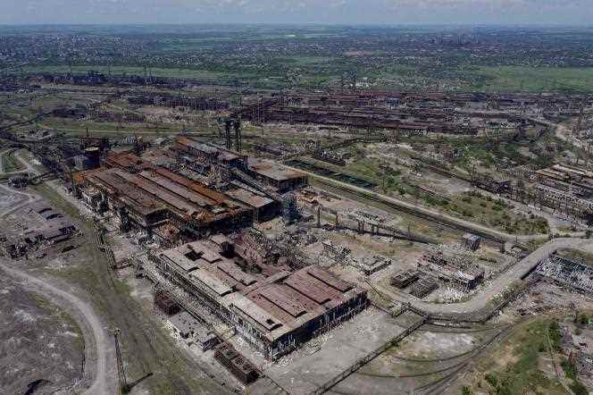 Aerial view of the Azovstal steel plant in Mariupol, June 13, 2022. 