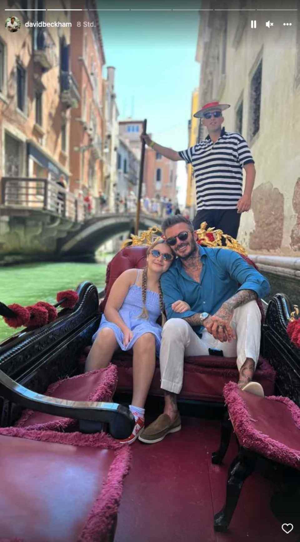 Harper and David Beckham enjoying their time together in Venice. 