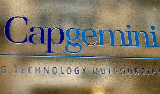 Das Logo des Beratungsunternehmens Capgemini, aufgenommen am Firmensitz in Paris.