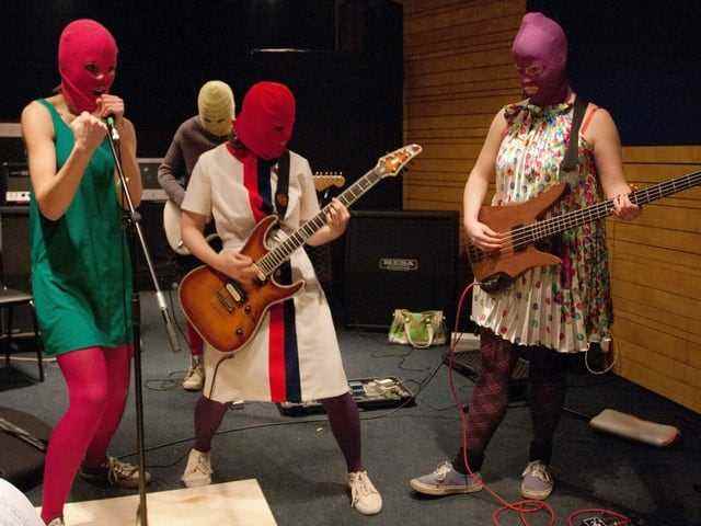 The feminist, anti-government punk band Pussy Riot was formed in Moscow in 2011.  The picture shows a band rehearsal in 2012.