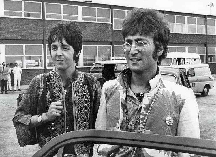 First friends, later competitors: the congenial songwriters John Lennon and Paul McCartney in London in 1967.