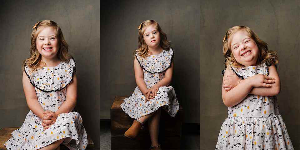 Down syndrome: girls with different emotions