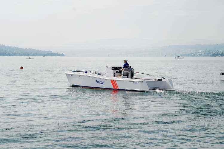One of the self-produced boats of the water police. 