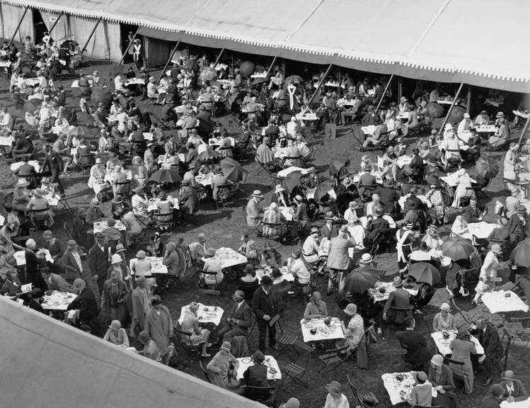 Tea time outside Center Court in 1926.