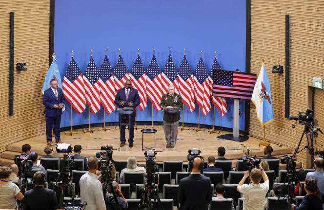   Lloyd Austin, US Defense Secretary, and Mark Milley, US Armed Forces Chief of Staff, at NATO Headquarters in Brussels on June 15, 2022. 