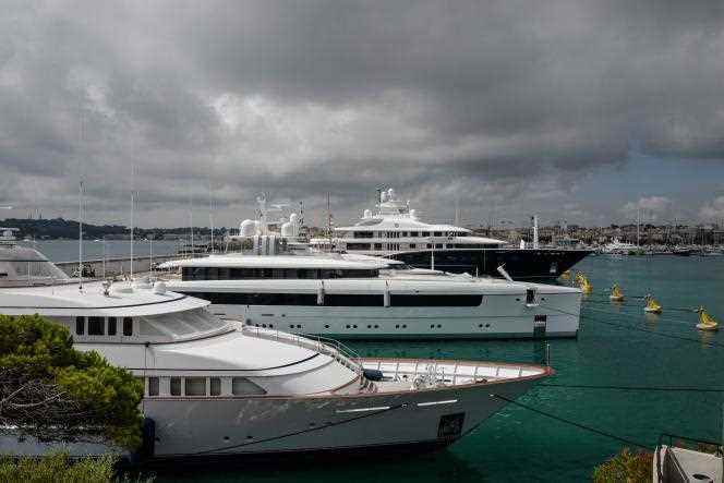 Superyachts moored on the 