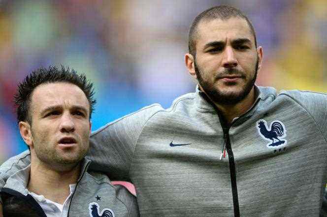 Mathieu Valbuena and Karim Benzema before the France-Nigeria match during the 2014 FIFA World Cup, in Brasilia, June 30, 2014.