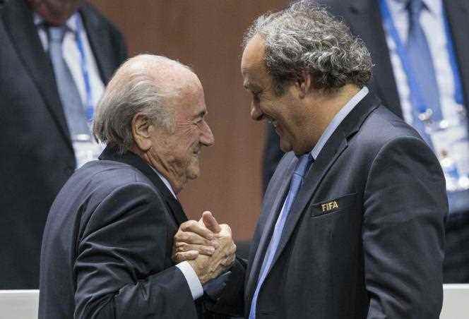 Sepp Blatter and Michel Platini in Zurich, Switzerland, May 29, 2015. The two men, once among the most powerful bodies in football, appear in criminal court on Wednesday for a trial expected to last eleven days. 