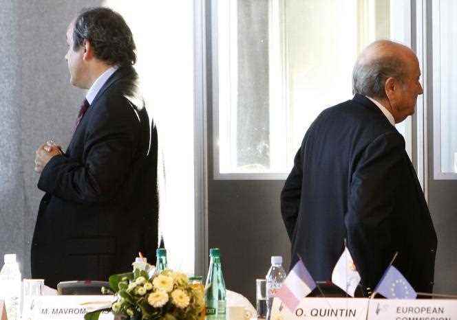 Michel Platini and Sepp Blatter, in 2008.