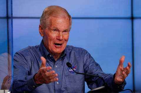 NASA CEO Bill Nelson delivers a speech at the Kennedy Space Center in Cape Canaveral, Florida on July 29, 2021. 