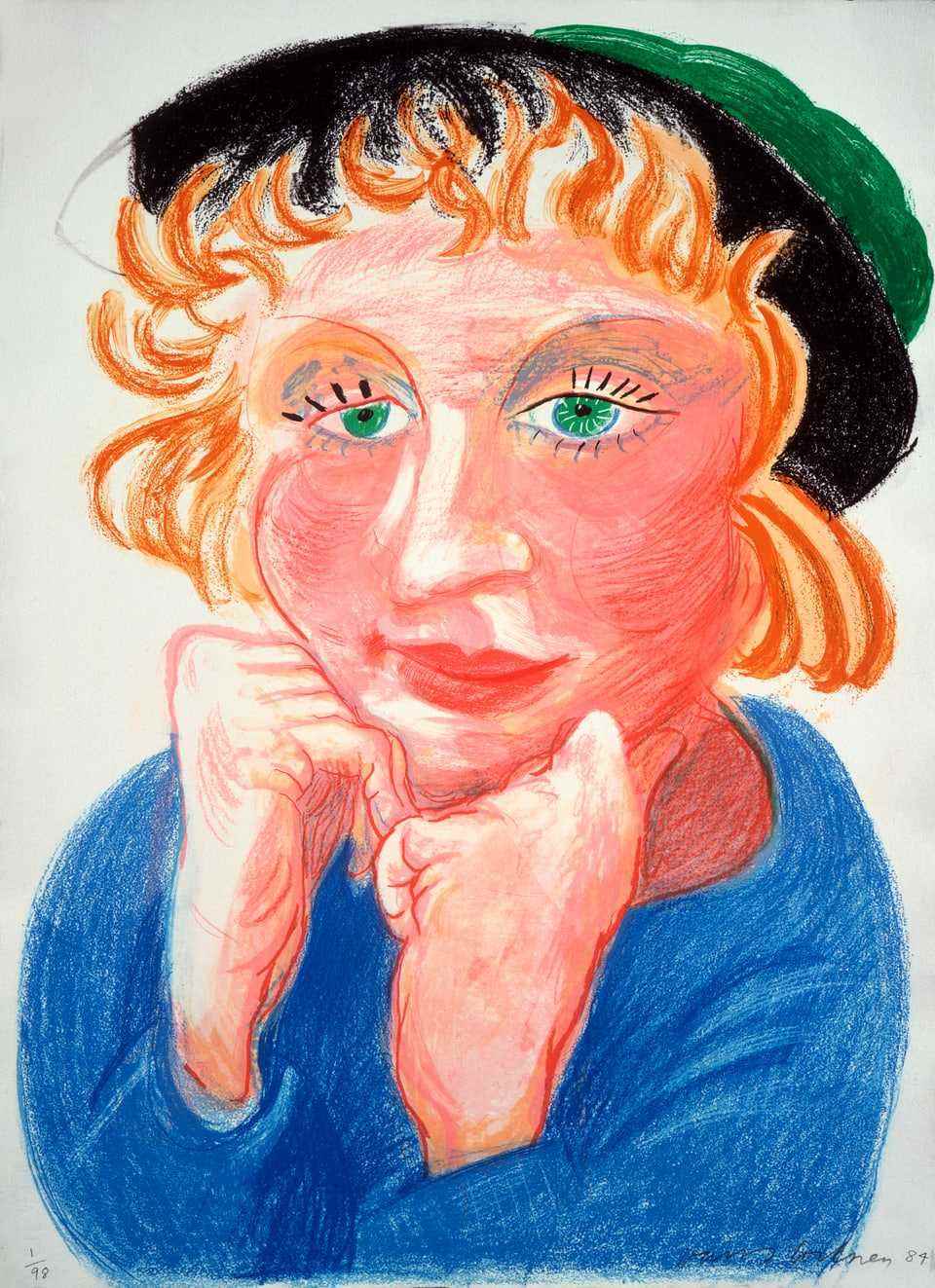 Image of a redhead woman in a green hat