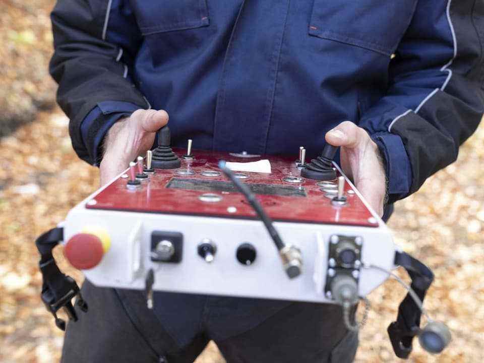 The remote control of the Digger mine clearance vehicle.