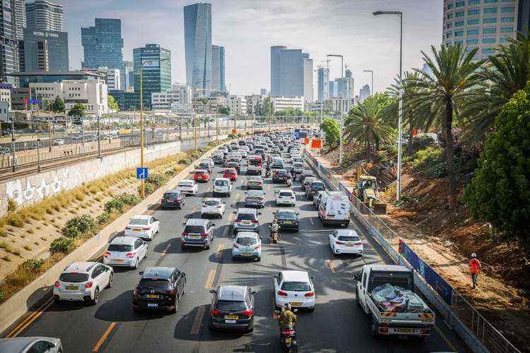Stau auf dem Ayalon-Autobahn bei Tel Aviv. 