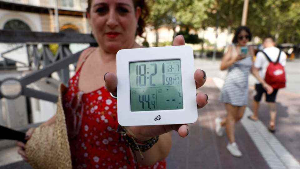 Woman shows thermometer to the camera