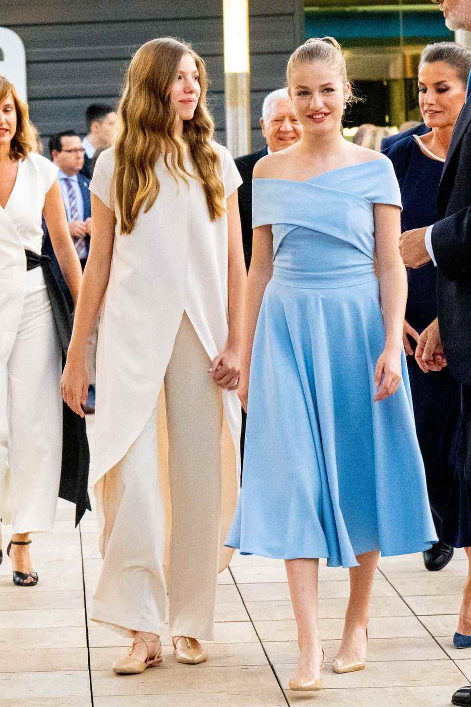 Princess Leonor, together with her sister, Princess Sofia, attends the award ceremony of the Princess of Girona Foundation. 