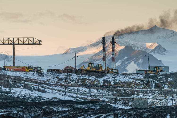 Coal mining in Barentsburg.  Though a dubious business financially, Russia maintains economic activity in order to establish a permanent presence in the strategically important Svalbard archipelago. 