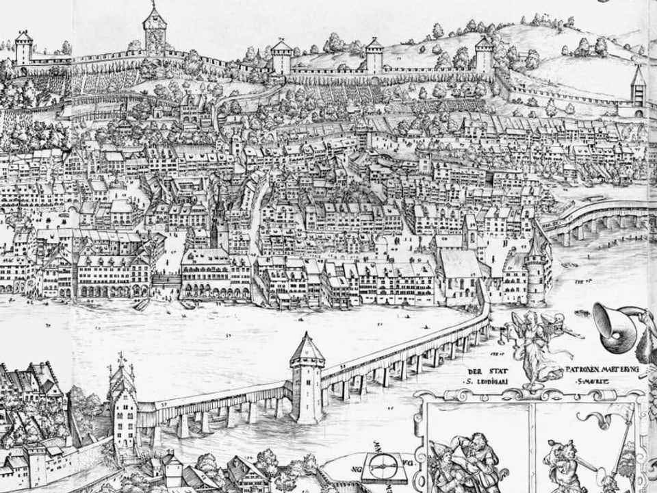 Detail from the Lucerne city view by Martin Martini 1597