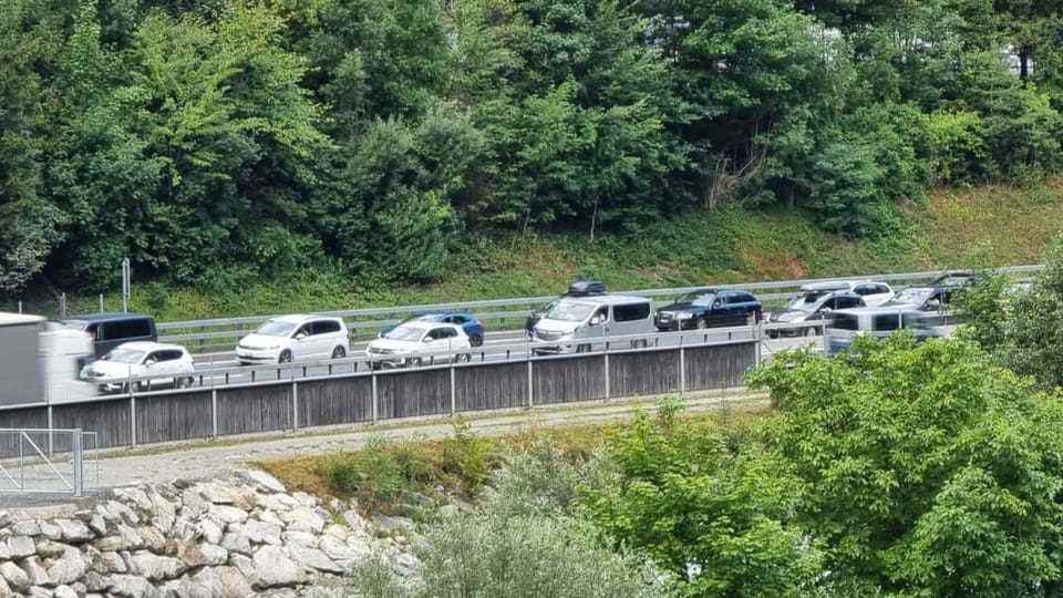 Traffic jam in front of the Gotthard