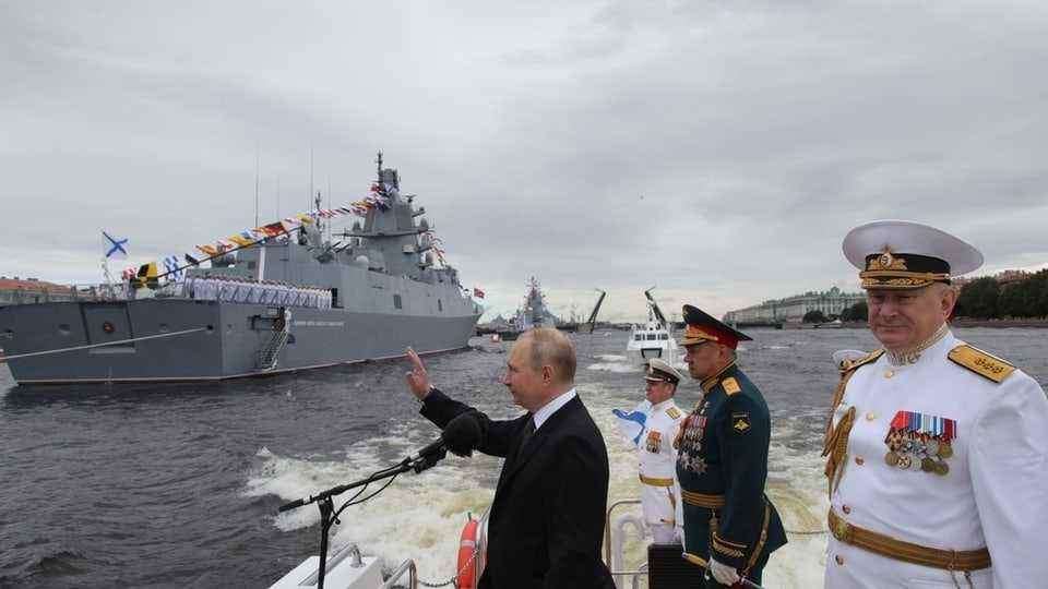 Vladimir Putin at the Naval Parade in Saint Petersburg