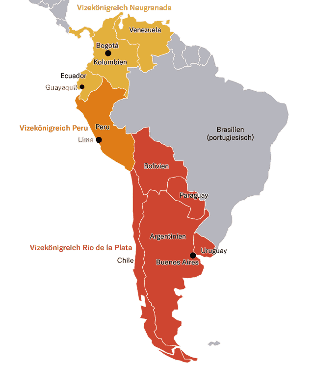 Viceroyalty of Spain in South America - Situation at the end of the 18th century