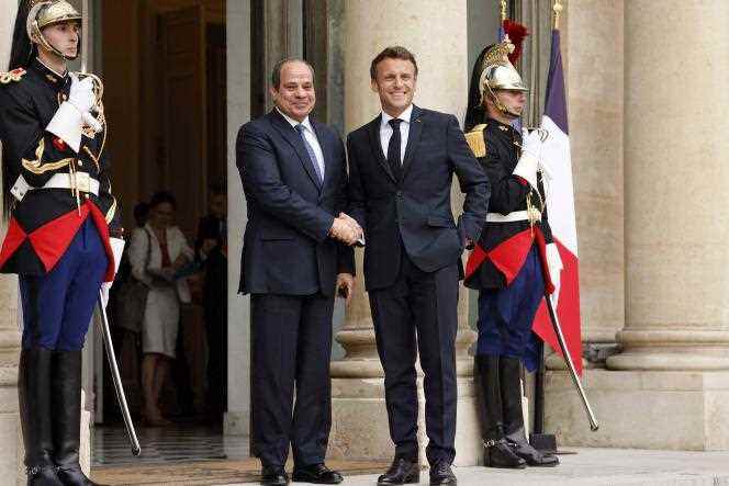 Emmanuel Macron and Abdel Fattah Al-Sissi, at the Elysee Palace, July 22, 2022. 