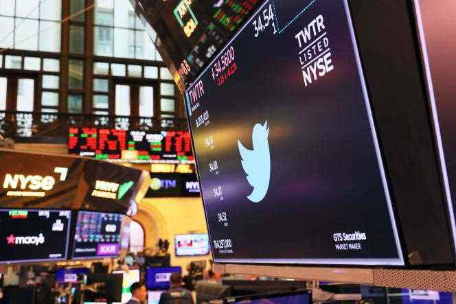 Twitter's stock price has plummeted nearly 25% in less than three months, falling below its January level.  At the New York Stock Exchange in New York on July 22.