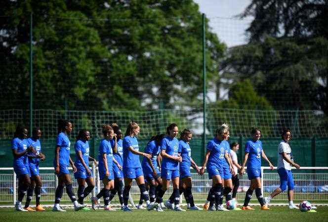 The French women's football team at the Clairefontaine-en-Yvelines training center, June 15, 2022.