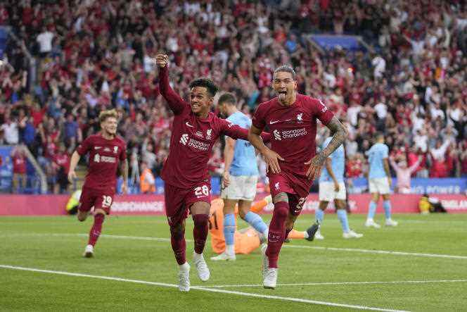 Darwin Nunez (right) scored Liverpool's last goal against Manchester City on July 30, 2022.