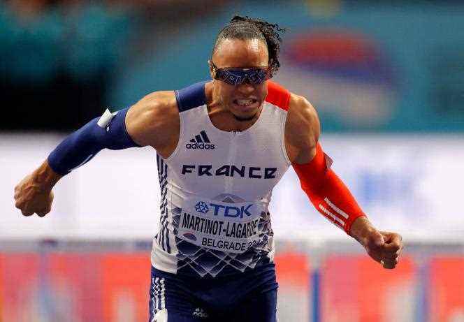 Pascal Martinot-Lagarde on March 20, 2022, during the World Indoor Athletics Championships in Belgrade, where he finished second in the 60 meter hurdles.
