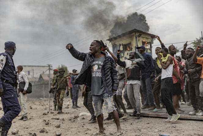 Demonstrators protest against Monusco, the United Nations mission in the DRC, in Goma, July 26, 2022.
