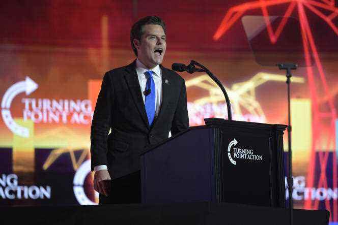 Republican House Representative Matt Gaetz during his speech at the Turning Point USA Student Action Summit in Tampa, Florida on July 23, 2022.