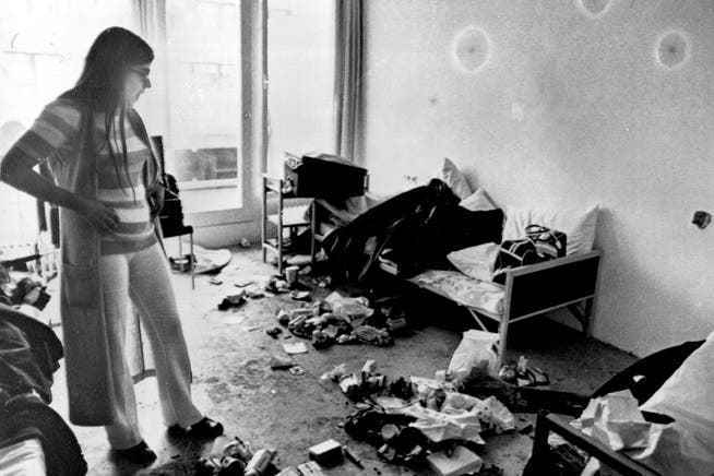Ankie Spitzer a few days after the attack in a room in the devastated accommodation.