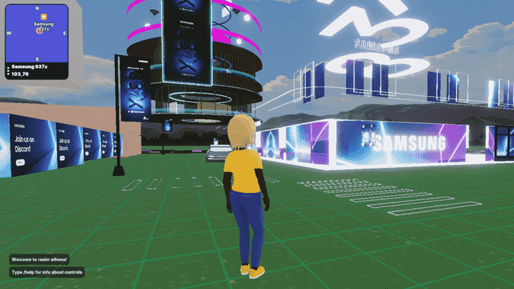 In the Samsung center in Decentraland you can explore a virtual building complex with an avatar.