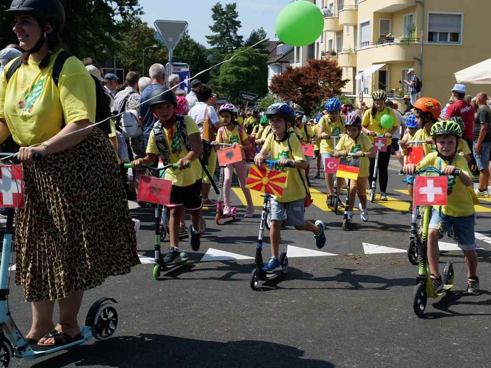 Children on scooters