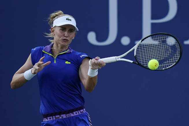 Switzerland's Jil Teichmann loses to China's Zhang Shuai at the US Open.
