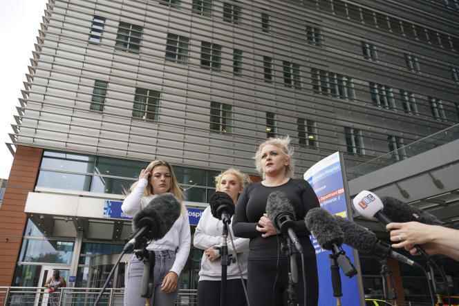 Archie Battersbee's mother Hollie Dance (right) speaks to the media outside the Royal London Hospital in Whitechapel, east London on August 3, 2022.