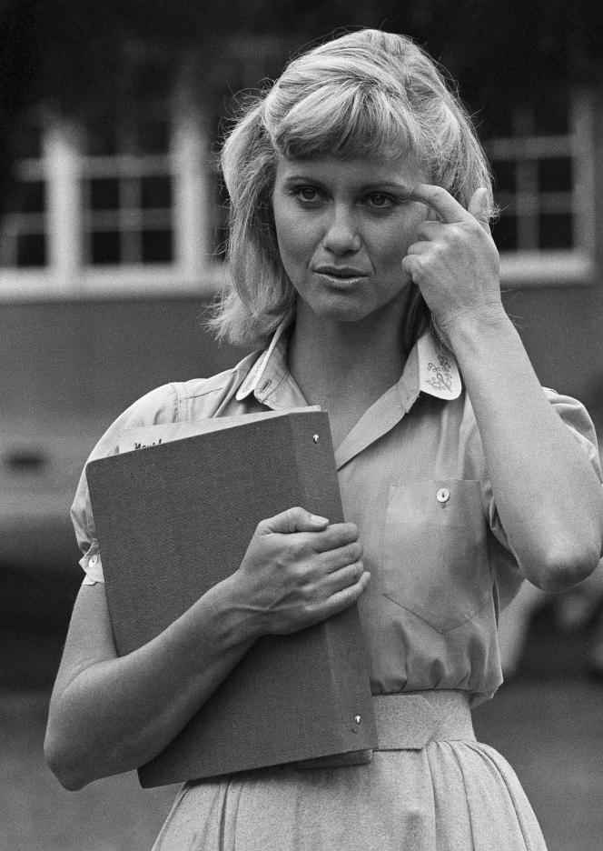 Olivia Newton-John during the filming of 